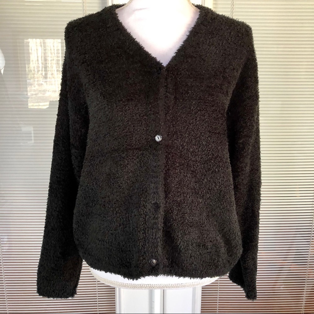 Real Comfort Soft Furry Cardigan Sweater Medium